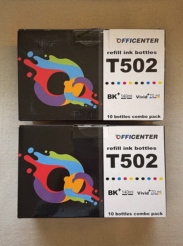 2 Boxes Officenter 502/T502 Ink Refill 10 Bottle Combo Pack Ecotank Printers