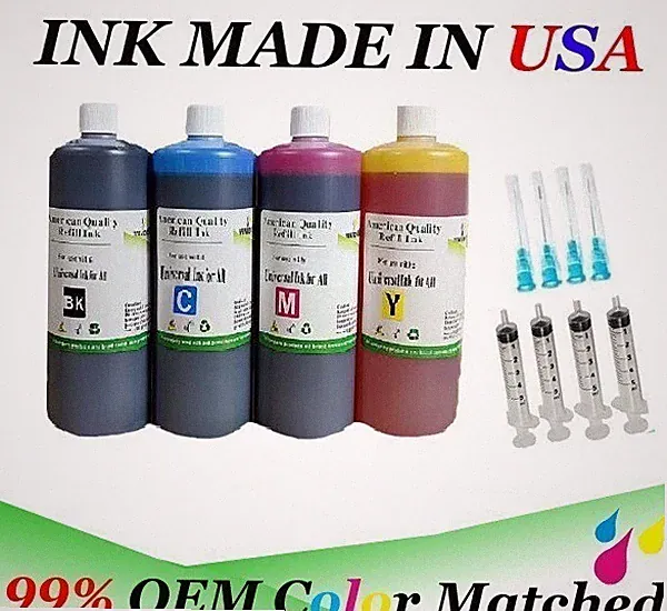 4-Color 500ml Universal Refill Ink bottle HP Canon Brother Lexmark Dell W tools