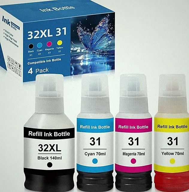 4 Pack Compatible for HP 32XL + HP 31 Ink Bottles for Smart Tank Plus 551 651