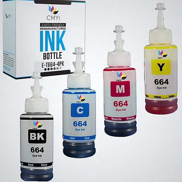 4PK Refill Ink Bottles for Epson 664 Black Color Combo Pack Fits Expression ET