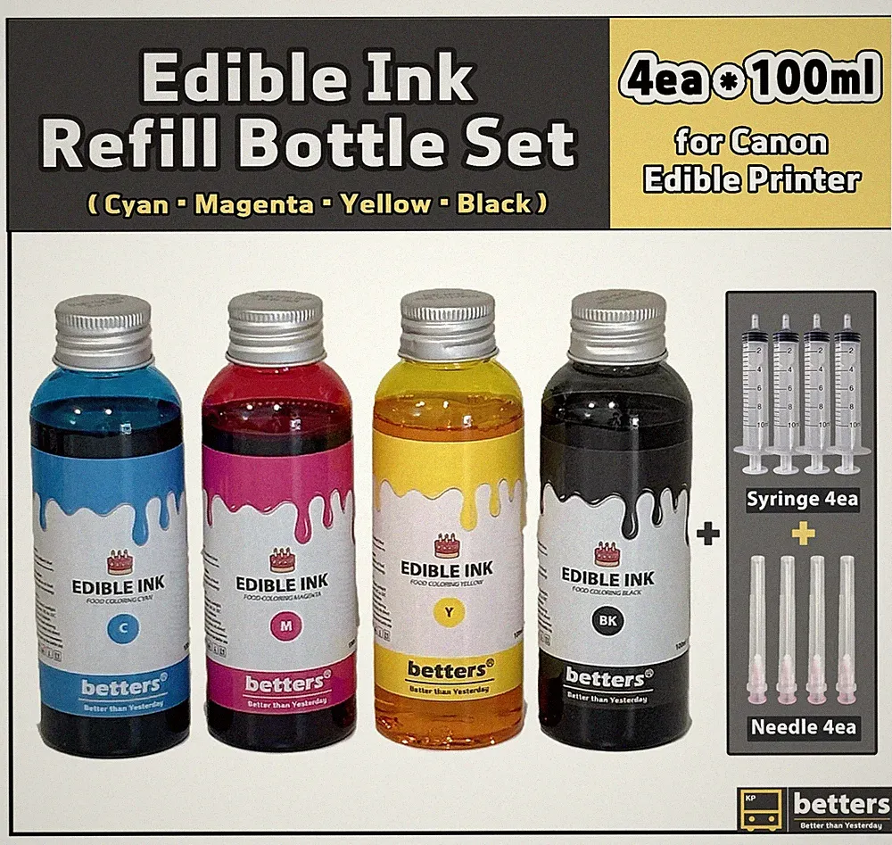 Betters® Edible Ink Refill sets for Canon Edible Printer: 4 Bottles w/ tools