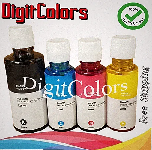 Digit Colors 4 Pack GT53XL GT52 Refill ink for use h Smart Tank Printer BKCMY