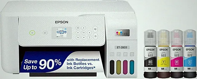 EcoTank ET-2803 Wireless All-in-One Printer Cartridge-Free, AirPrint - Bundle