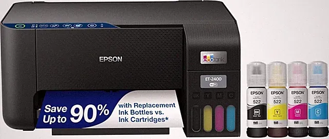 Epson EcoTank ET-2400 All-in-One Wireless Color Printer Scan Copy Home Use Black
