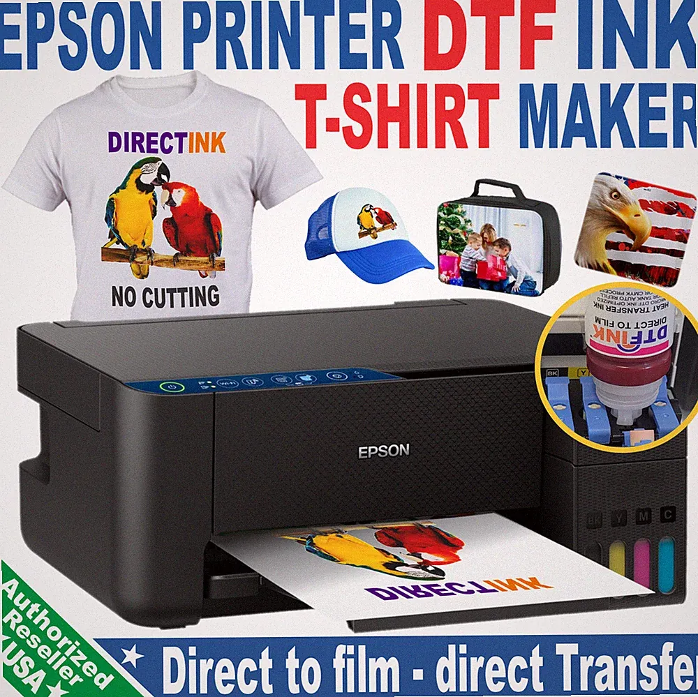Epson Printer with DTF Ink-Film T-Shirt Printer - Full Kit Start Bundle+