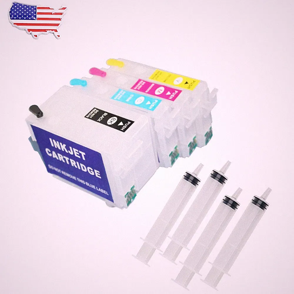 For Epson WorkForce 7210 7720 7610 7710 Printer 4Color Refillable ink cartridges