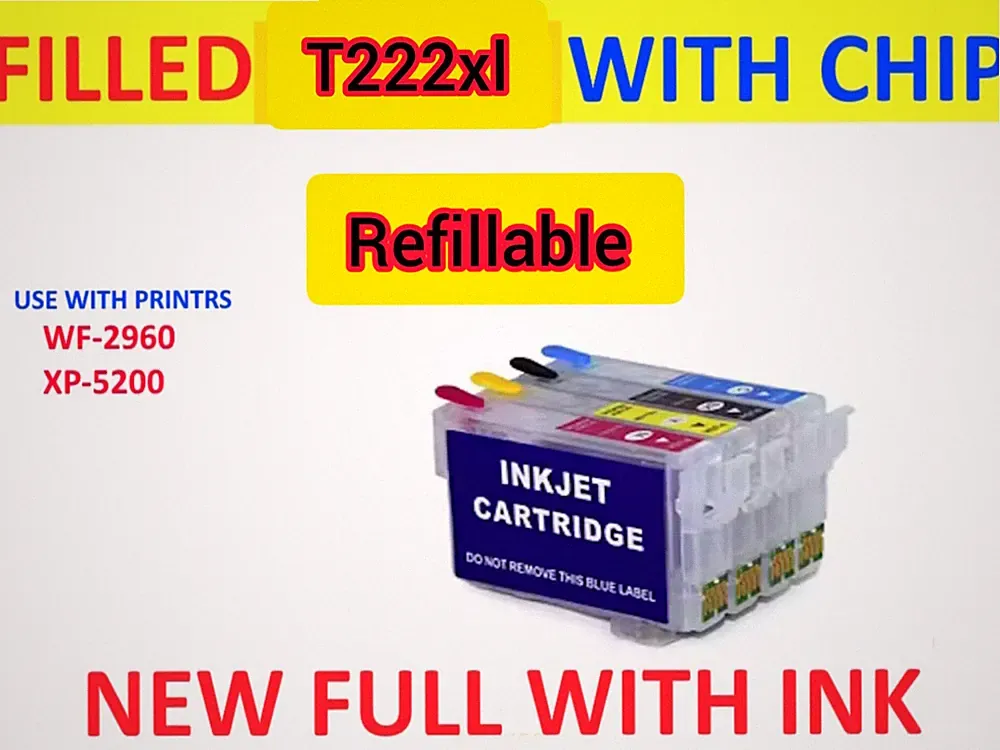 full , refillable 222 222XL Ink Cartridges for Expression Home XP-5200 WF-2960