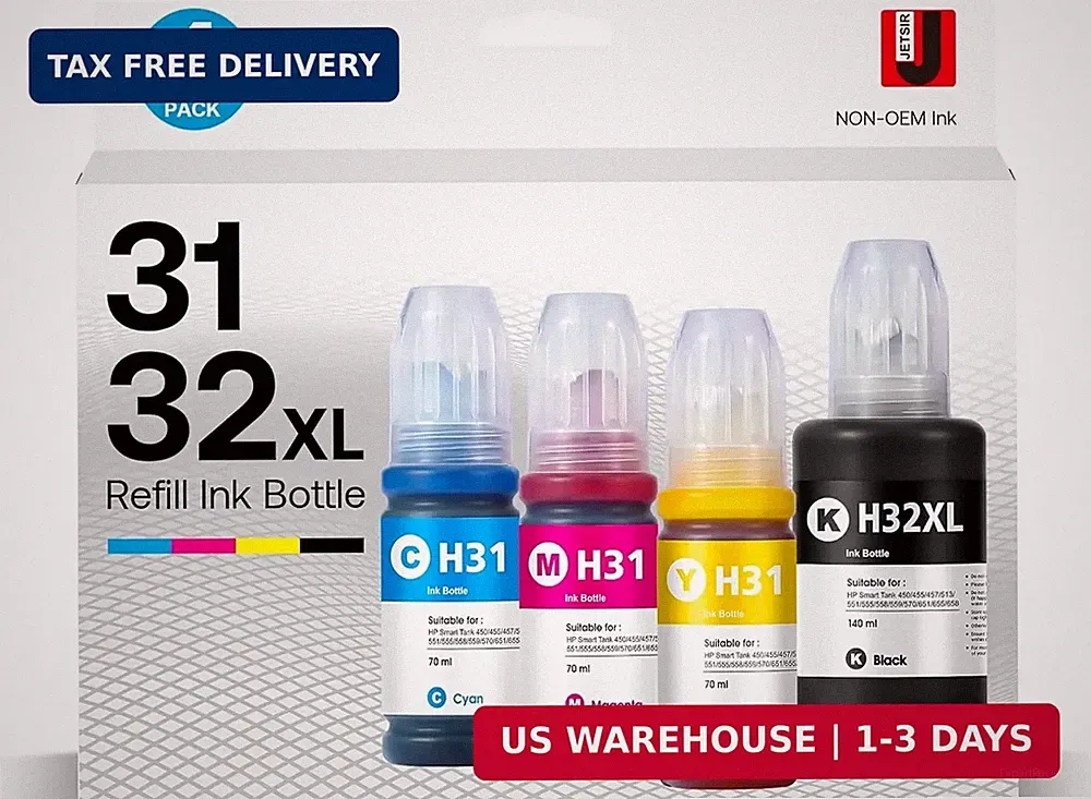 High Capacity Ink Bottles Refill Kit for HP Smart Tank 5000 7000 7301 7602