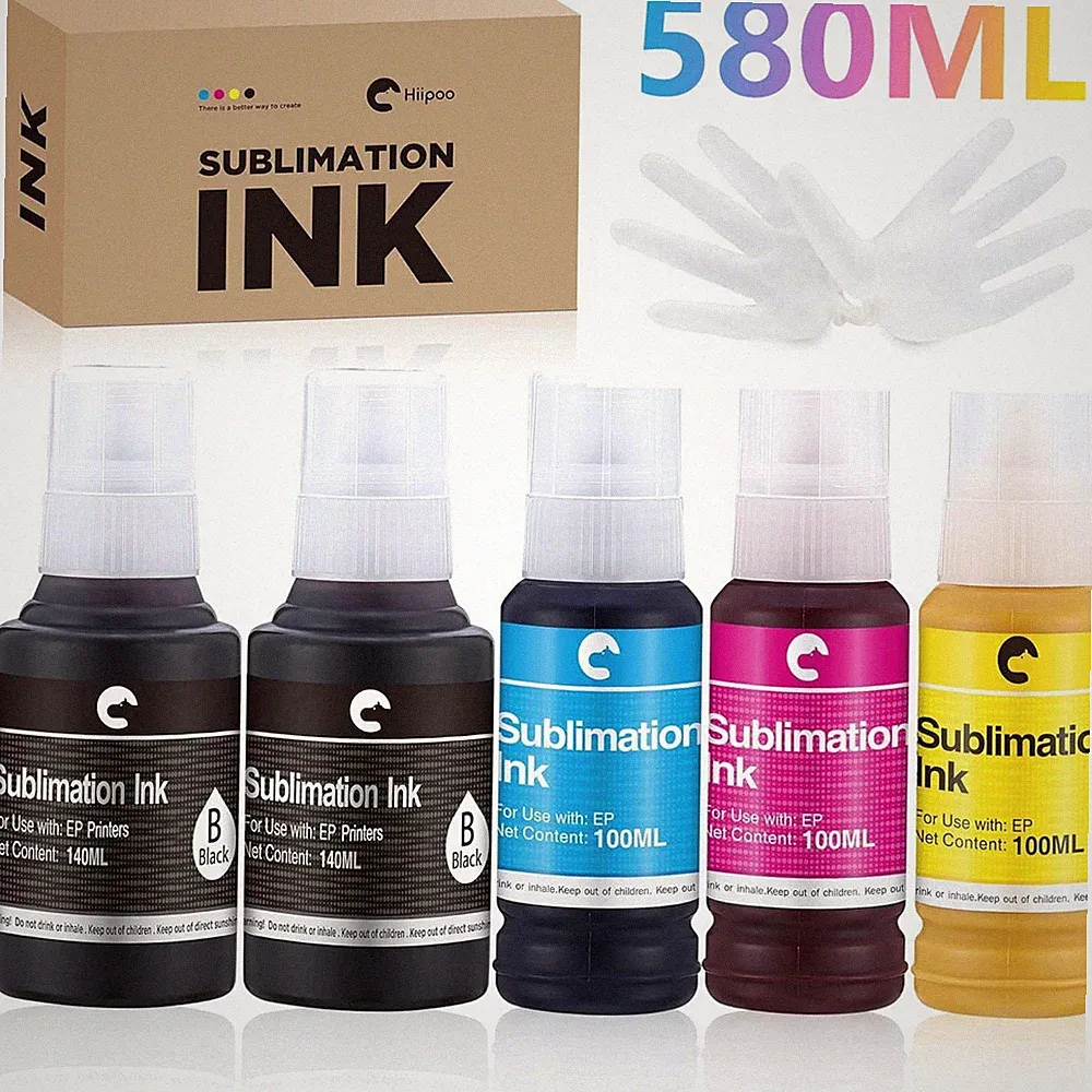 Hiipoo 580ML Sublimation Ink Refilled Bottle Fit for ET2400 ET2720 ET2760 ET2800