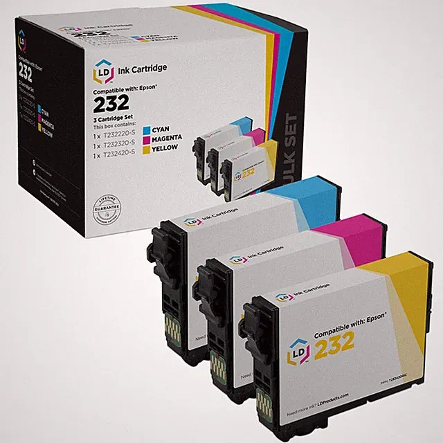 Ink Cartridge Replacements for Epson 232 Standard Yield (C, M, Y, 3-Pack)