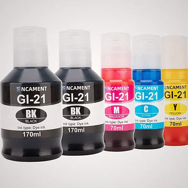 Ink Refill Bottles for Canon MegaTank Printers - 5 Pack Compatible GI21
